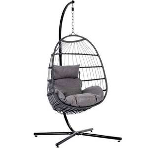 Remise en gros moderne suspendu oeuf balançoire chaise intérieur extérieur Patio support en bois 1 personne salon chambre expédition rapide - Product Image 4