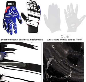 Gants de receveur de football américain professionnels, logo personnalisé, paume complète, adhérence en silicone, gants d'entraînement, gants de football collants - Product Image 4