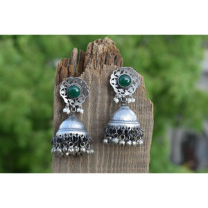 ต่างหูห่วงแบบจุมก้าขนาดใหญ่ ดีไซน์ใหม่ ทำมือ แบบดั้งเดิม ประดับด้วยหิน  ดูคล้ายทองเหลือง สำหรับเด็กผู้หญิงและผู้หญิง - Product Image 2