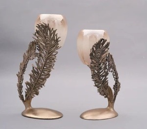 Stunning Vintage Feather Accent <b>Candle</b> Stand Ideal For Living Bedroom Dining Table And Centerpiece Decoration - Product Image 4