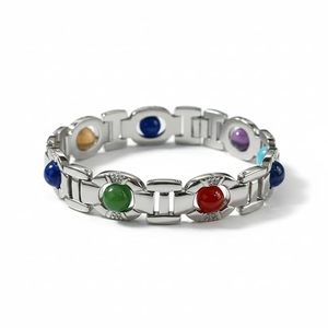 NOVAMART Fine German Silver 7 Chakra <b>Healing</b> Crystal Energy <b>Bracelet</b> for Men & Women-Adjustable Spiritual Jewelry-Perfect Gift W - Product Image 1