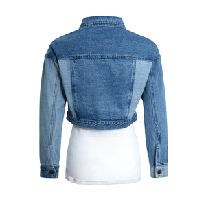 Chaqueta de motorista vaquera azul de invierno ajustada a la moda para mujer, acolchado de algodón, diseño acolchado con botones sólidos, piel de oveja transpirable - Product Image 5