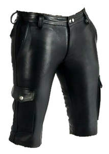 OEM Manufacturer's Men's Shorts Stylish PU Leather with Solid Design Decoration Pockets Breathable Casual Shorts <b>Black</b>-Wholesale - Product Image 2