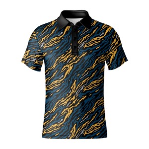 Polo de golf pour homme de haute qualité avec imprimé ondulé multicolore vibrant, chemise de golf à séchage rapide Performance Dry Fit Vêtement uniforme - Product Image 5