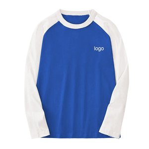 High Quality 200 Gsm Cotton Wholesale Men's Raglan <b>Long</b> Sleeve T-Shirts Custom Logo Printed Embroidery 100% Cotton Customizable - Product Image 1