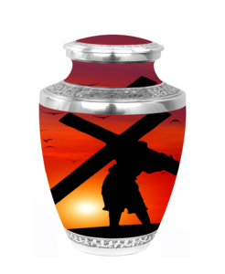 Urnes de crémation pour adultes de Jésus-Christ sur la croix avec sac de velours gratuit - Product Image 3