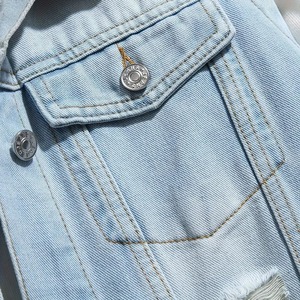 เสื้อมีฮู้ดแบบสวมหัวสำหรับทุกเพศผ้าฝ้ายแท้วินเทจซักได้ผ้าเดนิมปักกระดุมไนลอนสำหรับฤดูใบไม้ร่วงและฤดูหนาว - Product Image 6