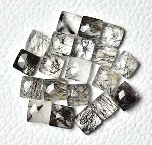 Rutilo negro corte facetado forma cuadrada piedra preciosa suelta mayorista de pedidos a granel de alta calidad Rutilo negro corte facetado forma cuadrada - Product Image 2