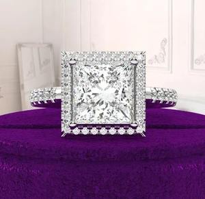 Anillo de compromiso de diamante moissanita de corte princesa, anillo personalizado de Plata de Ley 925 y otras joyas de diamantes - Product Image 2