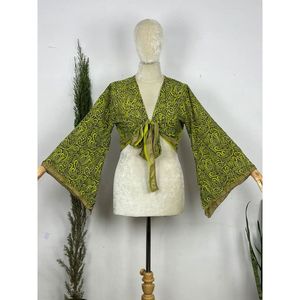 Bohemian Hippie One-Size Wrap <b>Top</b> Long Bell Sleeves Colorful Paisley Flower Pattern <b>Festival</b> Boho Fairy Goddess for Day - Product Image 1