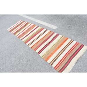 Alfombra de yute Kilim turco Vintage de 27X10,3 pies en beige, marrón, diseño de retazos rectangulares con respaldo de látex, para decoración de pasillo o habitación - Product Image 4