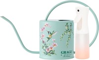 Arrosoir de jardin classique simple fait main durable 1,5 L écologique avec autocollant imprimé oiseaux et fleurs en alliage de zinc thermolaqué