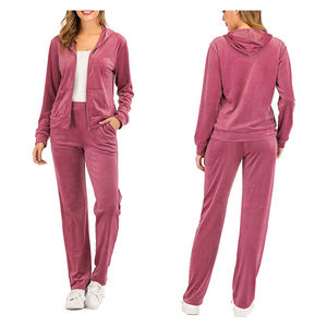 Custom Logo Winter 2025 <b>Velvet</b> Tracksuits Two Piece Set <b>Women</b> Hoodie Sets Velour <b>Jogger</b> Set - Product Image 5