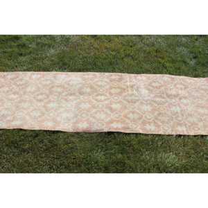 Turkish <b>Runner</b> <b>Rug</b> 2.7x9.4 ft (81x286 cm), Pink Ikat Vintage <b>Rug</b> - Product Image 4