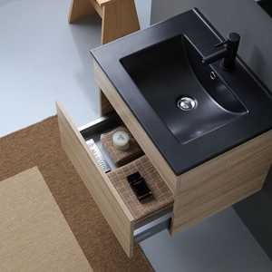 Matte Black Sink 60cm Natural Oak Wall-Hung Bathroom <b>Vanity</b> <b>Unit</b> Shanghai Collection - Product Image 6