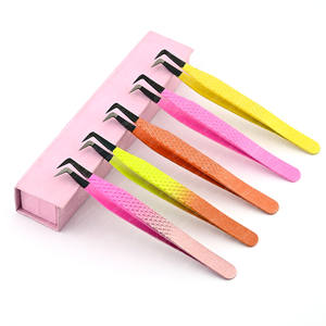 Pince à épiler d'extension de cils durable avec pointe en fibre lisse volume de cils à 90 degrés pince à épiler applicateur de cils à la main ensembles de pincettes - Product Image 2