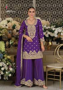 Designer Chinon Avec Broderie Salwar Costume Femme Fabricant De Mode De Surat À Bon Marché - Product Image 5