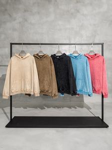 Sweat à capuche vintage personnalisé 100% coton de luxe 450gsm éponge française poids lourd Sweat à capuche pour homme lavé à l'acide Sweats à capuche imprimés bouffants - Product Image 5