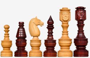 Pièces d'échecs sculptées d'art traditionnel du Nord de luxe, roi et reine, en bois de rose et de buis, avec boîte, hauteur du roi 5,1 cm - Product Image 6