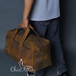 Custom Vintage <b>Leather</b> <b>Men</b> Travel <b>Bag</b> Weekender Overnight Duffle <b>Bag</b> Large Capacity Crazy Horse <b>Leather</b> Travelling <b>Bag</b> for Man - Product Image 1