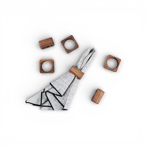 Colección de Anillos para Servilletas Cuadrados de Madera Oscura con Patrón de Grano Refinado para una Decoración de Mesa Sofisticada y Única - Product Image 1