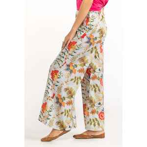 Pantalones Palazzo de Satén 100% Seda para Mujer, Transpirables, de Pierna Ancha, Casuales, con Cintura Alta, Decoración Estampada y Técnica Arrugada - Product Image 1