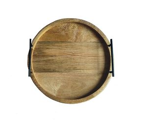 Raayan International-Bandeja decorativa de madera redonda hecha a mano, multiusos, diseño personalizado, modelo - Product Image 4