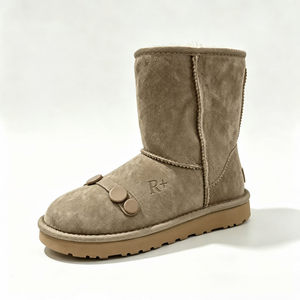 Bottes d'hiver élégantes pour jeunes femmes en tissu tissé marron chocolat, doublées de fourrure, à plateforme épaisse et bout rond – Vente en gros uniquement - Product Image 3