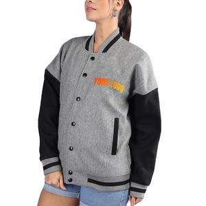 Chaqueta Bomber Varsity con parche bordado de estilo clásico para mujer, chaqueta Vintage de motorista con cremallera, chaqueta Varsity de talla grande para mujer - Product Image 3