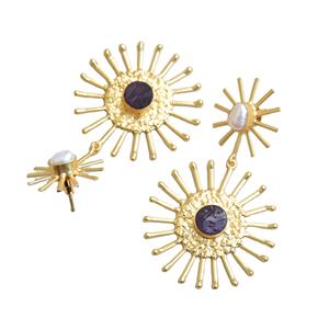 Aros de Latón Chapados en Oro al por Mayor, Pendientes de Piedra Orgánica de Perla, Latón Chapado en Rodio, Sin Níquel, Duraderos, Perfectos para Venta al por Mayor - Product Image 4