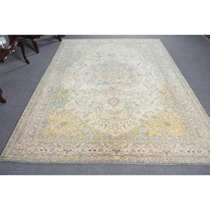 พรมตุรกีขนาดใหญ่ 6.7x9.3 ฟุต (205x284 ซม.) พรมเปอร์เซียสีเหลืองวินเทจ - Product Image 3