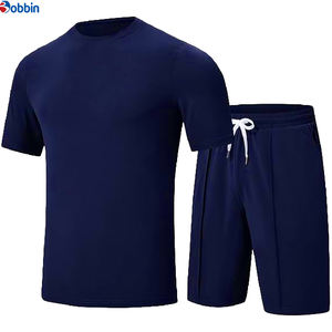 Nouvelle collection d'été, ensemble court en coton unisexe confortable et respirant, logo personnalisé, ensemble de jogging court pour homme en taille plus - Product Image 3