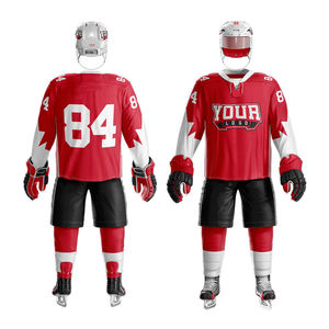 Conjuntos de Camiseta y Pantalones Cortos de Hockey sobre Hielo Sublimados Personalizados al por Mayor, Diseño Personalizado, 100% Poliéster, Transpirables, Impermeables - Product Image 2