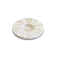 Sous-verre rond fait main de style vintage, écologique, avec incrustation de nacre et motif floral, épaisseur 6 mm, diamètre 125 mm