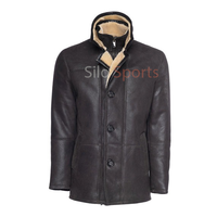 Veste d'hiver pour homme la plus vendue de l'usine OEM, en cuir de mouton noir, col en fourrure de renard, grande taille, respirante, tricotée