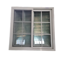 Ventana Corredera de PVC de Doble Acristalamiento Estilo Francés, Ventana Corredera con Malla de Fibra de Vidrio Insonorizante para Balcón y Casa