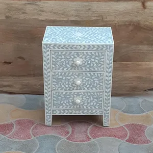 Mughalcrafts โต๊ะข้างเตียงไม้แฮนด์เมดพร้อมเฟอร์นิเจอร์ห้องนั่งเล่นฝังกระดูกสำหรับใช้ในบ้าน - Product Image 1