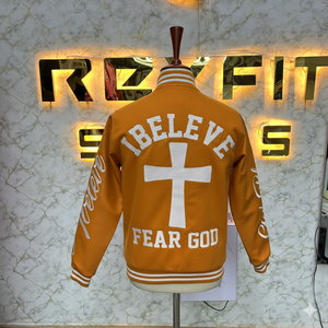 Chaqueta de hombre de lana y seda bordada con tasa de fábrica de moda de tendencia con cierre de botón cubierto chaquetas versity chaquetas de hombre - Product Image 2