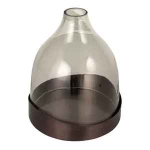 Tarro de vidrio de última llegada con florero de base metálica para mesa y maceta de florero de propósito de decoración - Product Image 1