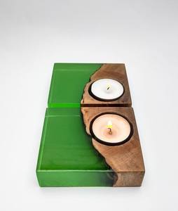 Decoración verde moderna para el hogar, portavelas de resina de madera ecológica, estilo Ángel de ArtisanVibe, el mejor precio - Product Image 1