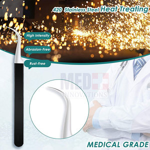 Juego de pinzas para pestañas de acero inoxidable alemán, puntas rectas curvas y puntiagudas para pestañas - Product Image 4