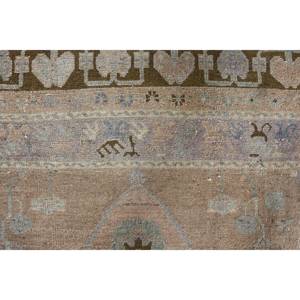 Alfombra turca de área grande Vintage 160x330 cm Beige marrón Patchwork clásico látex de lana diseño de pasillo Rectangular para cabecera - Product Image 5
