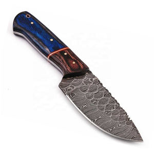 Couteau de camping d'extérieur de haute qualité en gros, lame en damas, couteau de chasse avec étui en cuir, disponible dans toutes les couleurs - Product Image 2