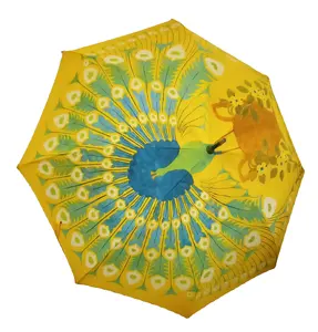 Casaco 100% italiano com estampa personalizada guarda-chuva de madeira com haste e alça em 1 peça
