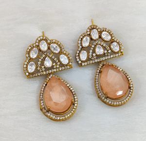 Pendientes de Moissanita Polki y Piedra Doble, Diseño Minimalista, Hermoso Diseño, Perfectos para Fiestas y Ocasiones Festivas, Ligeros - Product Image 6