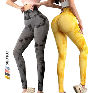 <b>Women</b> Seamless Tie Dye High Waist Yoga Pants XL <b>Plus</b> Breathable Push Workout Fitness Gym <b>Tights</b> Scrunch butt leggings for <b>women</b> - Product Image 2