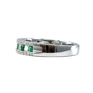 Bijoux de haute qualité en or blanc massif 18 carats, dernière conception, émeraude taille princesse en grappe, style classique pour soirée, directement de l'usine chinoise - Product Image 2