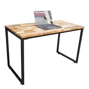HBWD023 120x60cm Acacia Solid Wood PC <b>Desk</b> Simple Design Iron Legs Portable <b>Folding</b> for Hotel Home Office Assembly Required - Product Image 2
