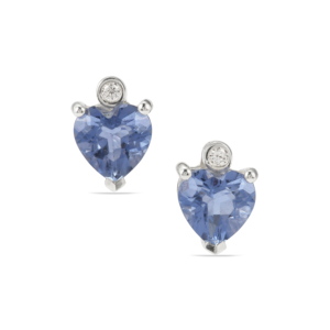 Boucles d'oreilles en fluorite bleue changeante de couleur, zircon blanc, argent sterling, 2,06 carats, bijoux en cristal - Product Image 3