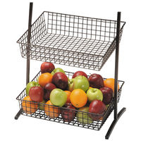 Elegante Aankomst Rechthoek Vorm Fruit En Groente Opbergmand In Zwart Ijzerdraad Voor Dagelijks Gebruik
